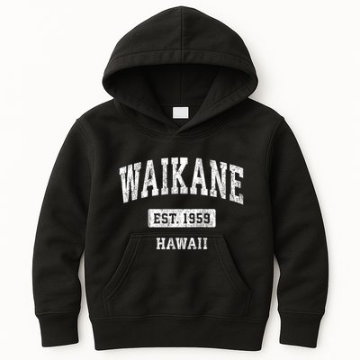 Waikane Hawaii Hi Vintage Sports Established Kids Hoodie