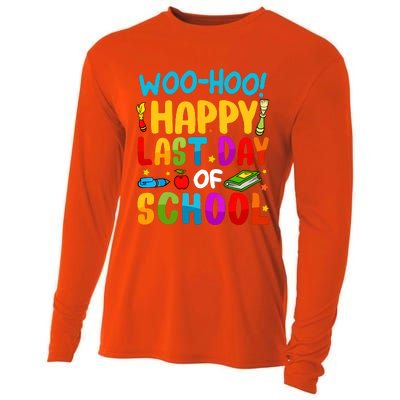 Woo Hoo Happy Last Day Of School For Teachers Students Cooling Performance Long Sleeve Crew