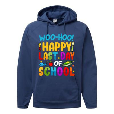 Woo Hoo Happy Last Day Of School For Teachers Students Performance Fleece Hoodie