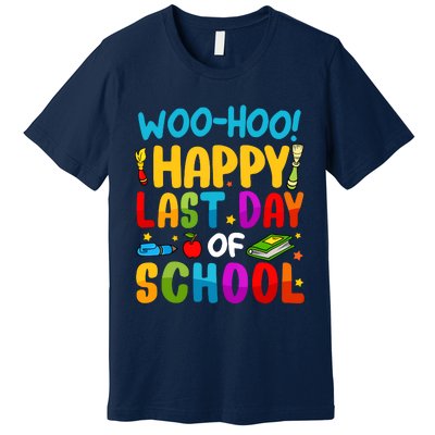 Woo Hoo Happy Last Day Of School For Teachers Students Premium T-Shirt