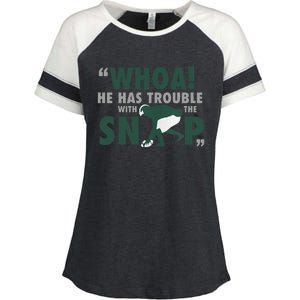 Whoa He Has Trouble With The Snap Funny Football Enza Ladies Jersey Colorblock Tee