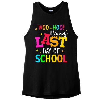 Woo Hoo Happy Last Day of School For Teachers Students Ladies PosiCharge Tri-Blend Wicking Tank