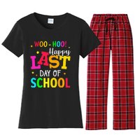 Woo Hoo Happy Last Day of School For Teachers Students Women's Flannel Pajama Set