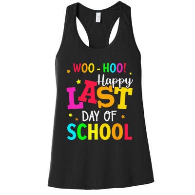 Woo Hoo Happy Last Day of School For Teachers Students Women's Racerback Tank