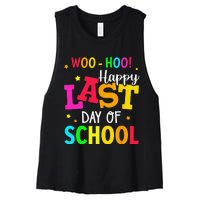 Woo Hoo Happy Last Day of School For Teachers Students Women's Racerback Cropped Tank