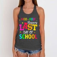 Woo Hoo Happy Last Day of School For Teachers Students Women's Knotted Racerback Tank