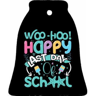 Woo Hoo Happy Last Day of School Fun Teacher Student Ceramic Bell Ornament