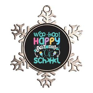 Woo Hoo Happy Last Day of School Fun Teacher Student Metallic Star Ornament