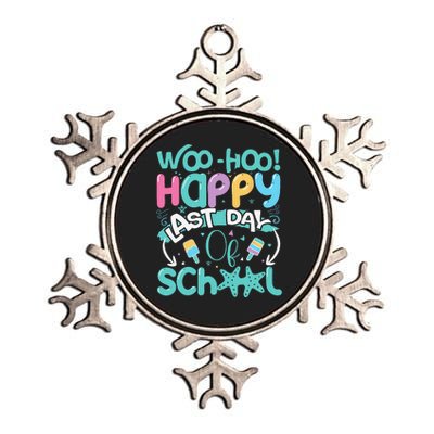 Woo Hoo Happy Last Day of School Fun Teacher Student Metallic Star Ornament