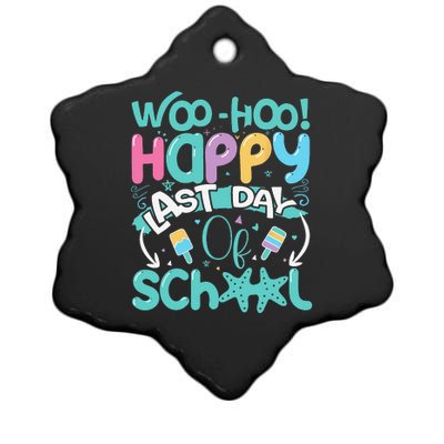 Woo Hoo Happy Last Day of School Fun Teacher Student Ceramic Star Ornament