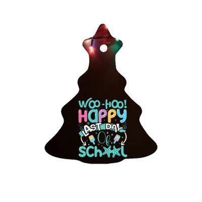 Woo Hoo Happy Last Day of School Fun Teacher Student Ceramic Tree Ornament