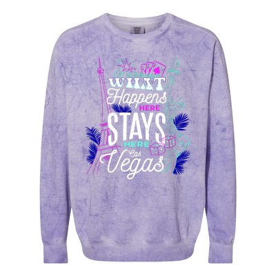 What Happens Here Stays Here Las Vegas NV Vacation Colorblast Crewneck Sweatshirt