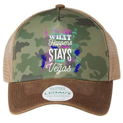What Happens Here Stays Here Las Vegas NV Vacation Legacy Tie Dye Trucker Hat