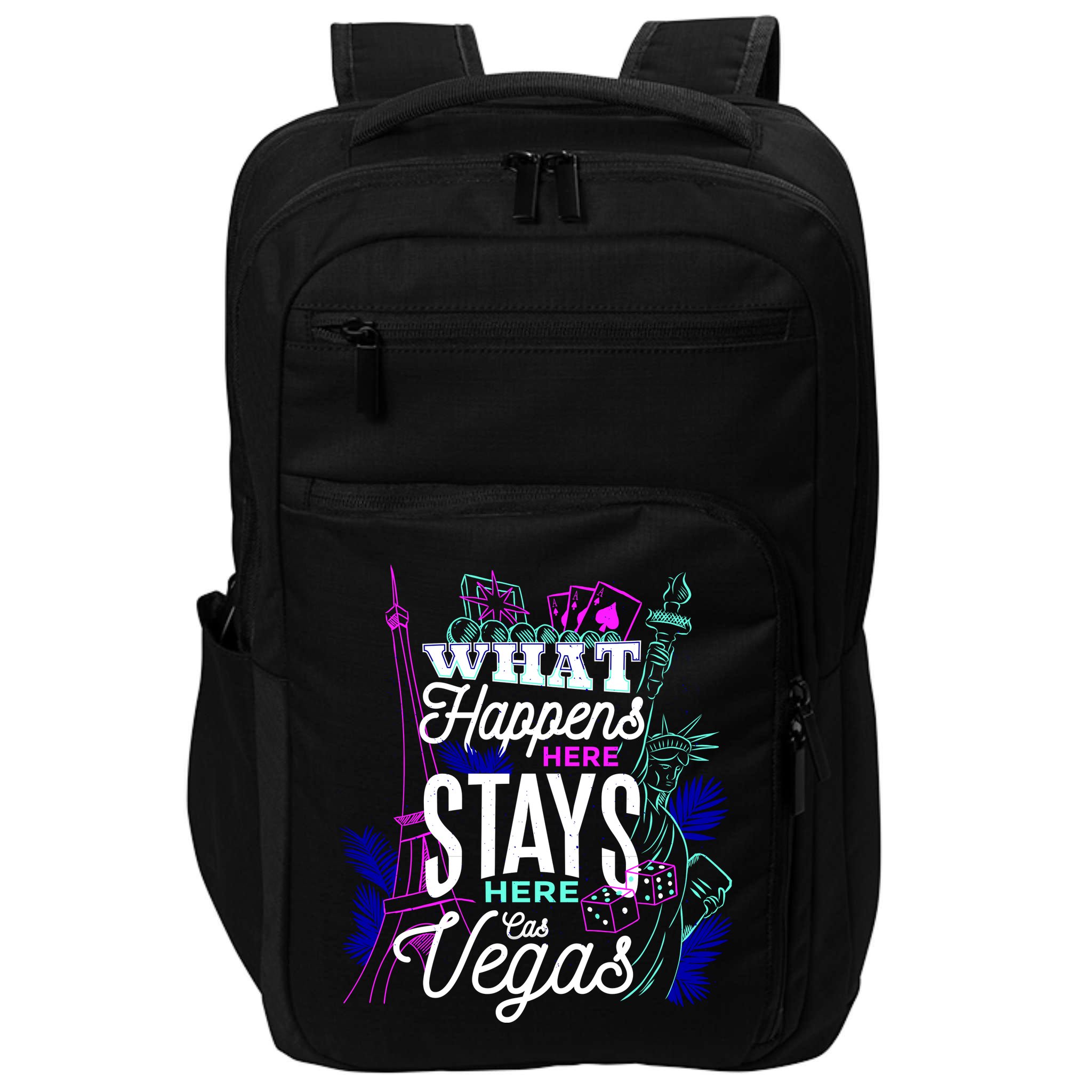 What Happens Here Stays Here Las Vegas NV Vacation Impact Tech Backpack