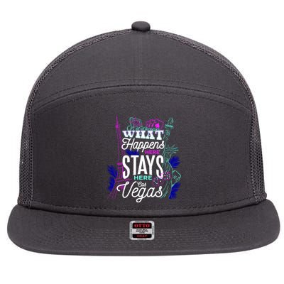 What Happens Here Stays Here Las Vegas NV Vacation 7 Panel Mesh Trucker Snapback Hat