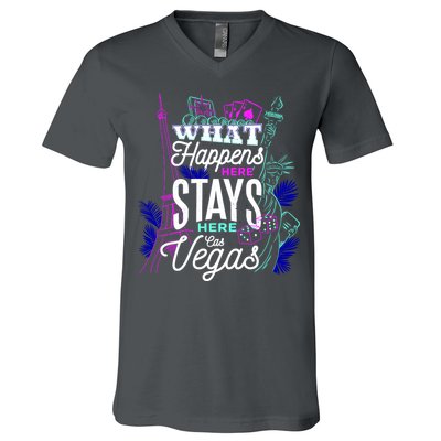 What Happens Here Stays Here Las Vegas NV Vacation V-Neck T-Shirt