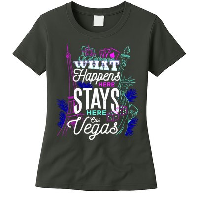 What Happens Here Stays Here Las Vegas NV Vacation Womens T-Shirt