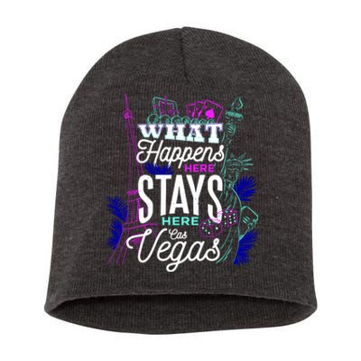 What Happens Here Stays Here Las Vegas NV Vacation Short Acrylic Beanie