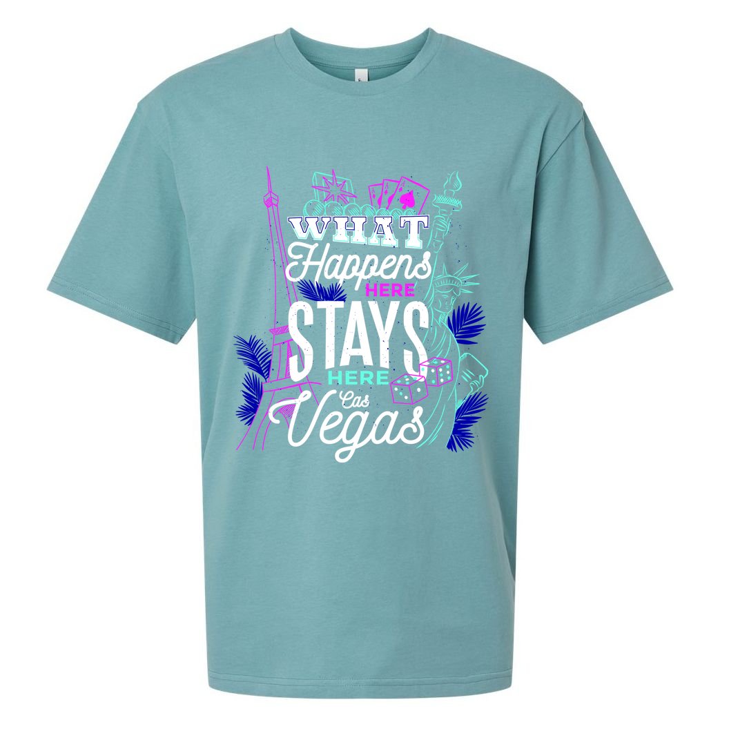 What Happens Here Stays Here Las Vegas NV Vacation Sueded Cloud Jersey T-Shirt