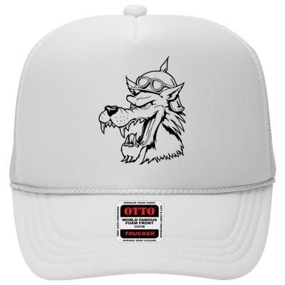 Wolf Head Head High Crown Mesh Back Trucker Hat