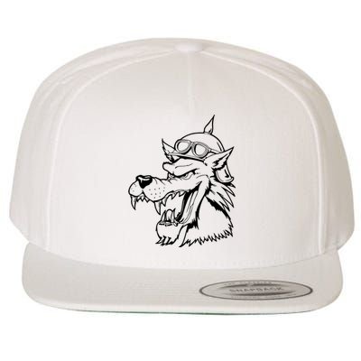 Wolf Head Head Wool Snapback Cap