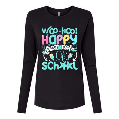 Woo Hoo Happy Last Day Of School | Fun Teacher Student Womens Cotton Relaxed Long Sleeve T-Shirt