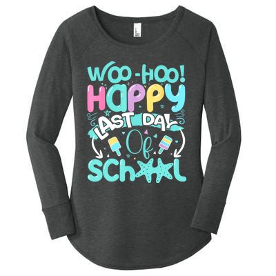 Woo Hoo Happy Last Day Of School | Fun Teacher Student Women's Perfect Tri Tunic Long Sleeve Shirt