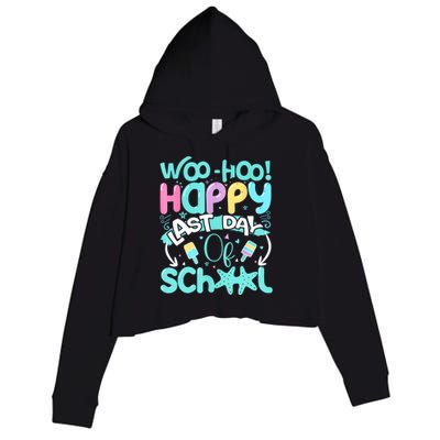 Woo Hoo Happy Last Day Of School | Fun Teacher Student Crop Fleece Hoodie