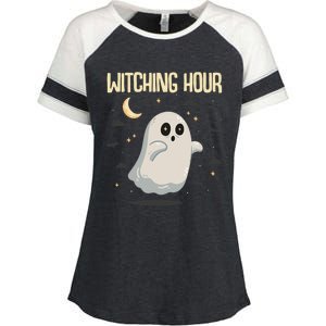 Witching Hour Halloween Ghost Spirits Cute Gift Enza Ladies Jersey Colorblock Tee