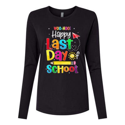 Woo Hoo Happy Last Day of School For Teachers Students Womens Cotton Relaxed Long Sleeve T-Shirt