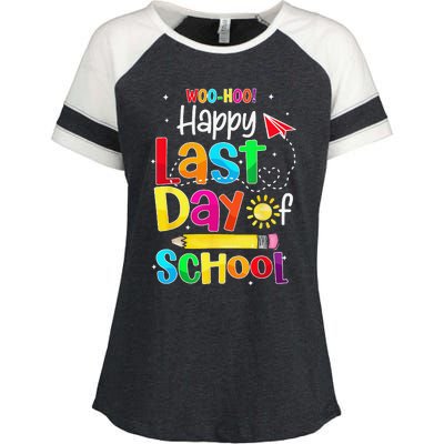 Woo Hoo Happy Last Day of School For Teachers Students Enza Ladies Jersey Colorblock Tee