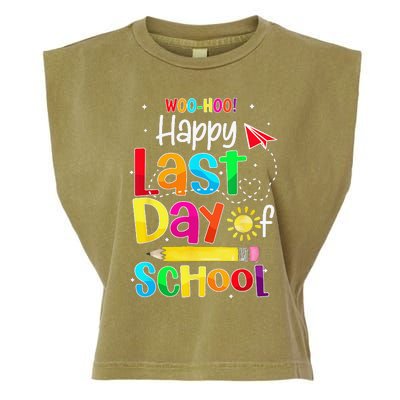 Woo Hoo Happy Last Day of School For Teachers Students Garment-Dyed Women's Muscle Tee