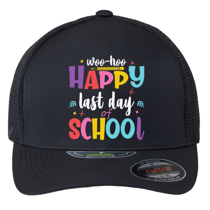 Woo Hoo Happy Last Day of School Student Teacher Flexfit Unipanel Trucker Cap