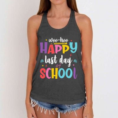 Woo Hoo Happy Last Day of School Student Teacher Women's Knotted Racerback Tank