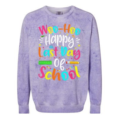 Woo Hoo Happy Last Day of School Fun Teacher Student Colorblast Crewneck Sweatshirt