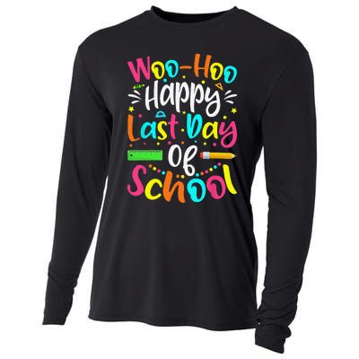 Woo Hoo Happy Last Day of School Fun Teacher Student Cooling Performance Long Sleeve Crew