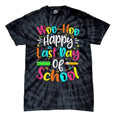 Woo Hoo Happy Last Day of School Fun Teacher Student Tie-Dye T-Shirt