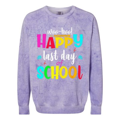 Woo Hoo Happy Last Day of School For Teachers Students Colorblast Crewneck Sweatshirt