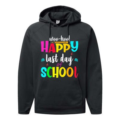 Woo Hoo Happy Last Day of School For Teachers Students Performance Fleece Hoodie