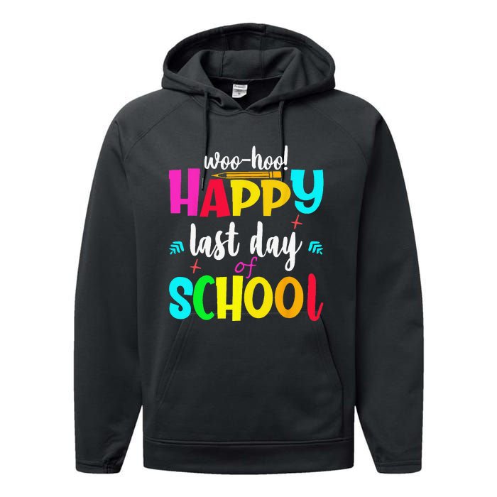 Woo Hoo Happy Last Day of School For Teachers Students Performance Fleece Hoodie