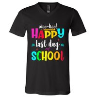 Woo Hoo Happy Last Day of School For Teachers Students V-Neck T-Shirt