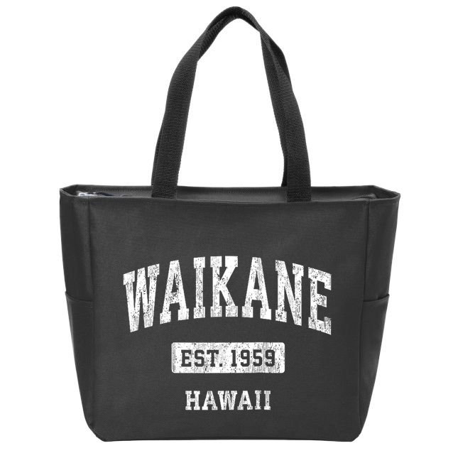 Waikane Hawaii Hi Vintage Sports Established Zip Tote Bag