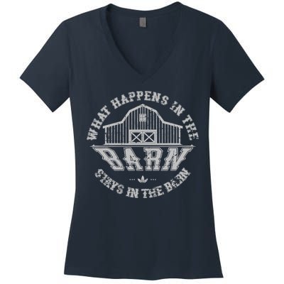 What Happens In The Barn Stays In The Barn Farmer Stories Women's V-Neck T-Shirt