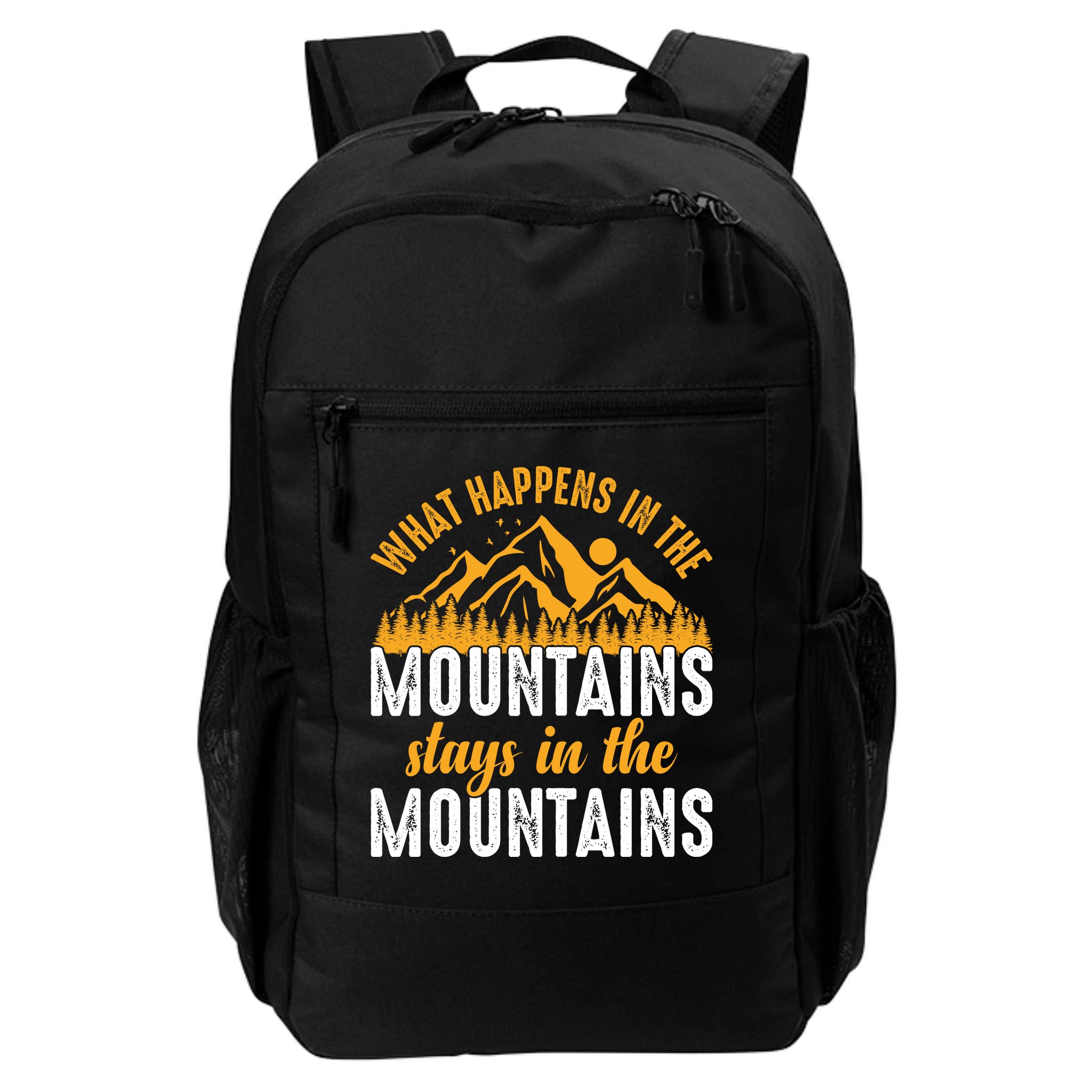 What Happens In The Mountains Stays In The Mountains Vintage Camping Backpack