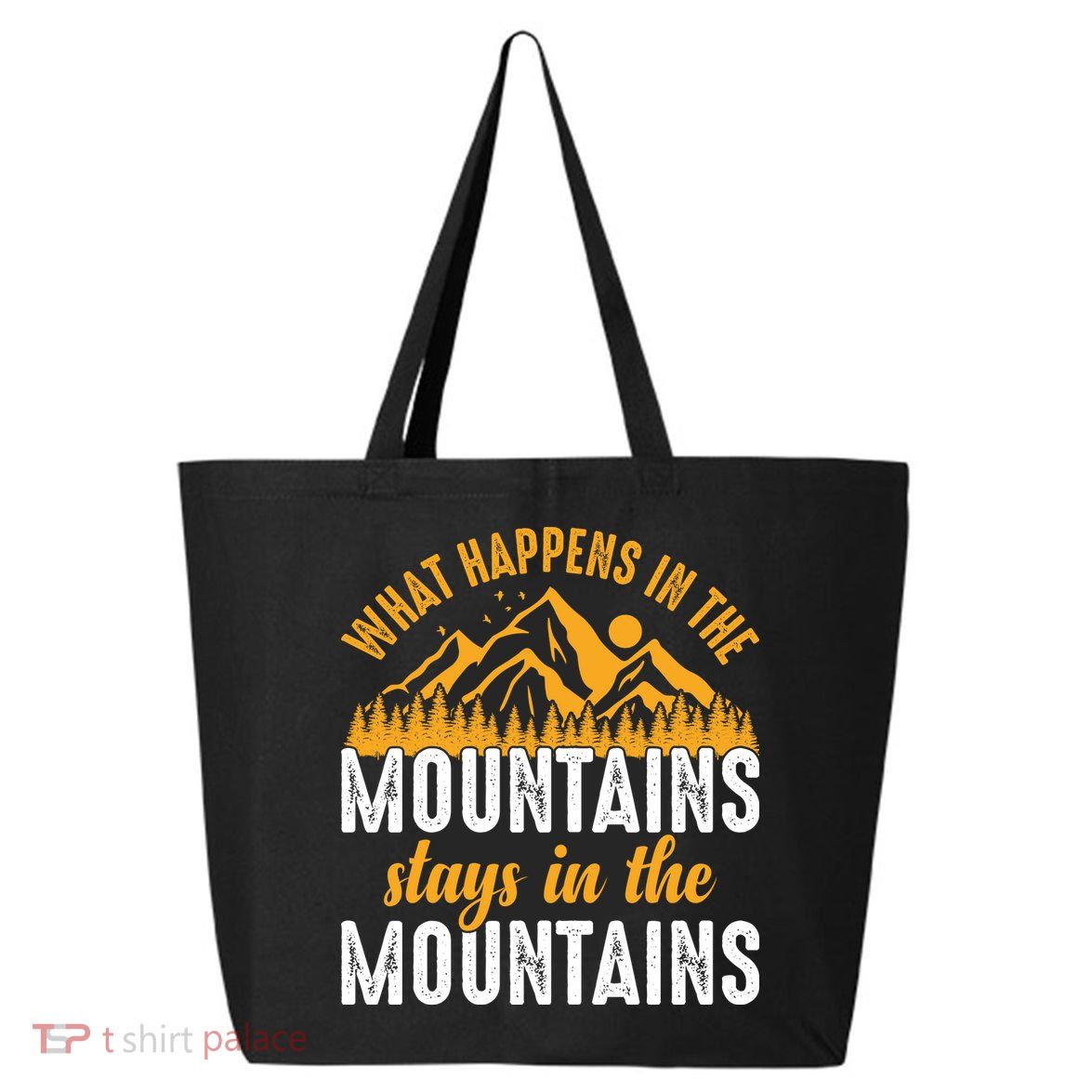 What Happens In The Mountains Stays In The Mountains Vintage Camping 25L Jumbo Tote