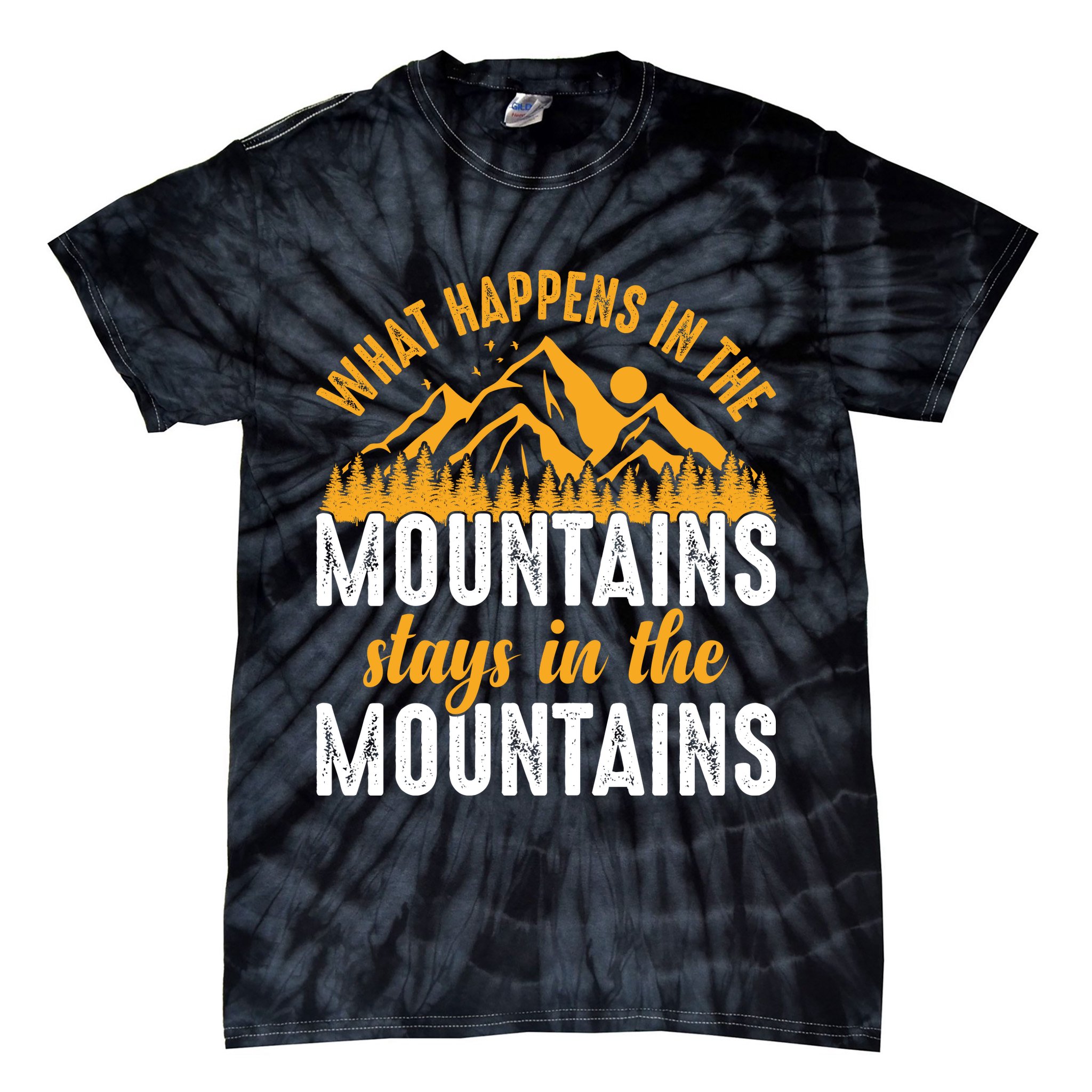 What Happens In The Mountains Stays In The Mountains Vintage Camping Tie-Dye T-Shirt