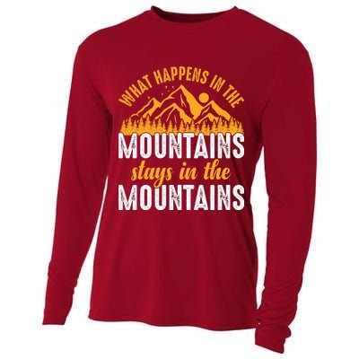 What Happens In The Mountains Stays In The Mountains Vintage Camping Cooling Performance Long Sleeve Crew
