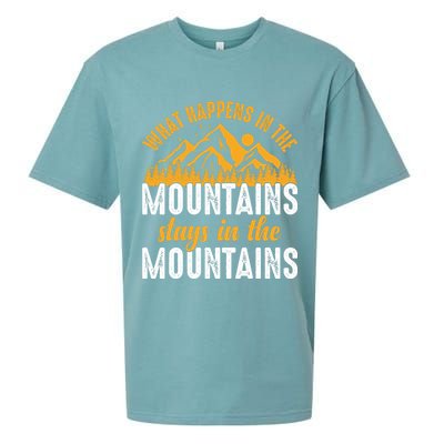 What Happens In The Mountains Stays In The Mountains Vintage Camping Sueded Cloud Jersey T-Shirt