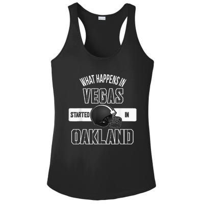 What Happens In Vegas Started In Oakland Perfect Sporty Gift Ladies PosiCharge Competitor Racerback Tank