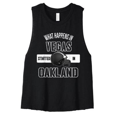 What Happens In Vegas Started In Oakland Perfect Sporty Gift Women's Racerback Cropped Tank